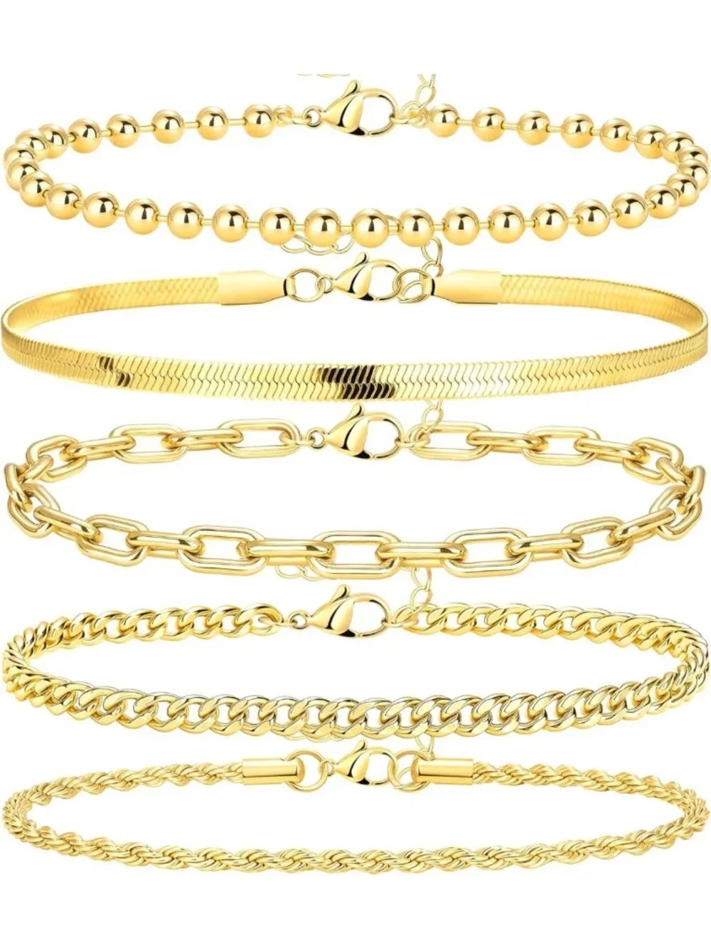 Extra Large Waterproof Anklets for Women - 14K Gold Plated Plus Size Beach